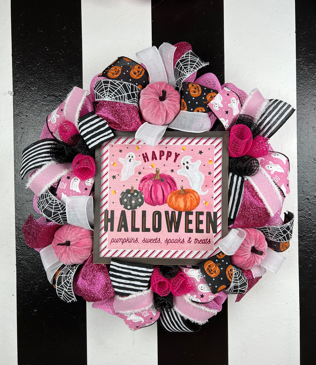 Pink Halloween wreath