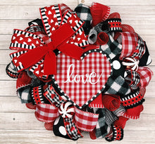 Load image into Gallery viewer, Black &amp; Red Valentines Wreath
