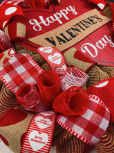 Load image into Gallery viewer, Red &amp; Beige Valentines Day wreath
