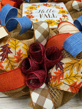 Load image into Gallery viewer, Blue &quot;Hello Fall&quot; wreath
