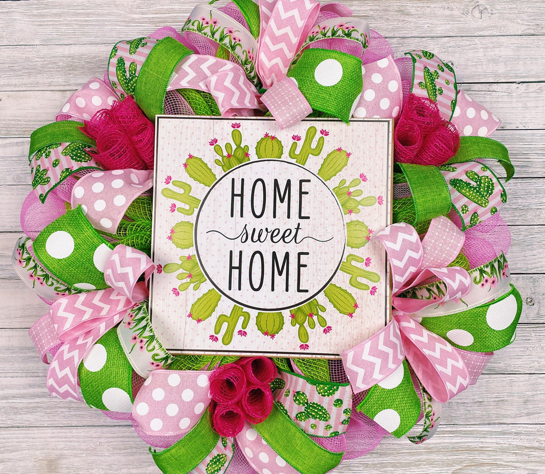 Home sweet home cactus wreath