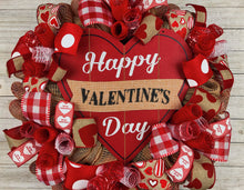 Load image into Gallery viewer, Red &amp; Beige Valentines Day wreath
