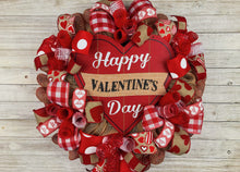 Load image into Gallery viewer, Red &amp; Beige Valentines Day wreath
