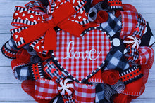 Load image into Gallery viewer, Black &amp; Red Valentines Wreath
