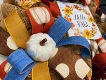 Load image into Gallery viewer, Blue &quot;Hello Fall&quot; wreath
