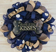 Load image into Gallery viewer, Beware of dog kisses wreath (blue)
