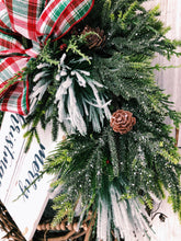 Load image into Gallery viewer, Flocked pine Christmas wreath
