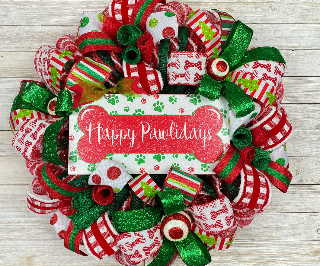 Happy Pawlidays Christmas Wreath