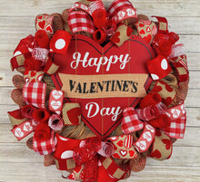 Load image into Gallery viewer, Red &amp; Beige Valentines Day wreath
