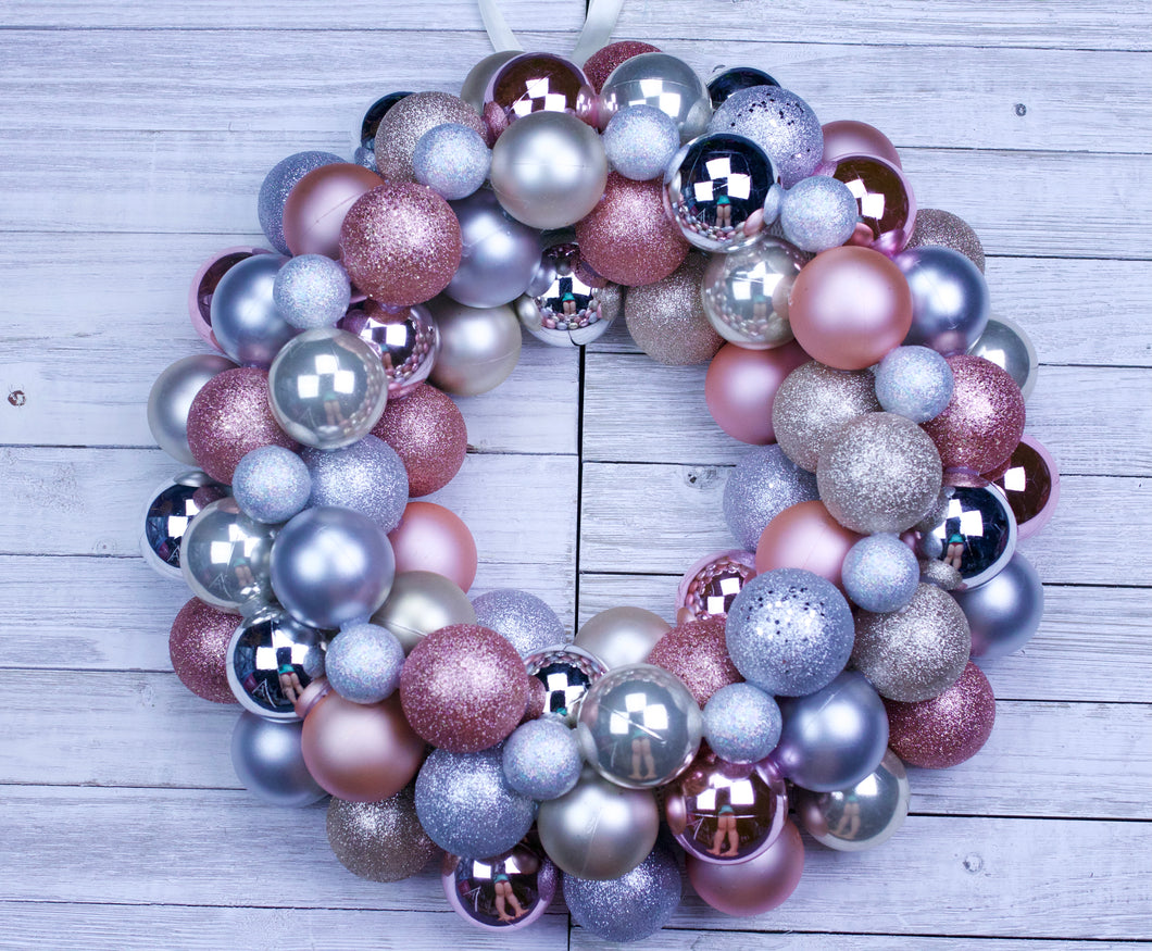 Rose Gold Ornament Wreath