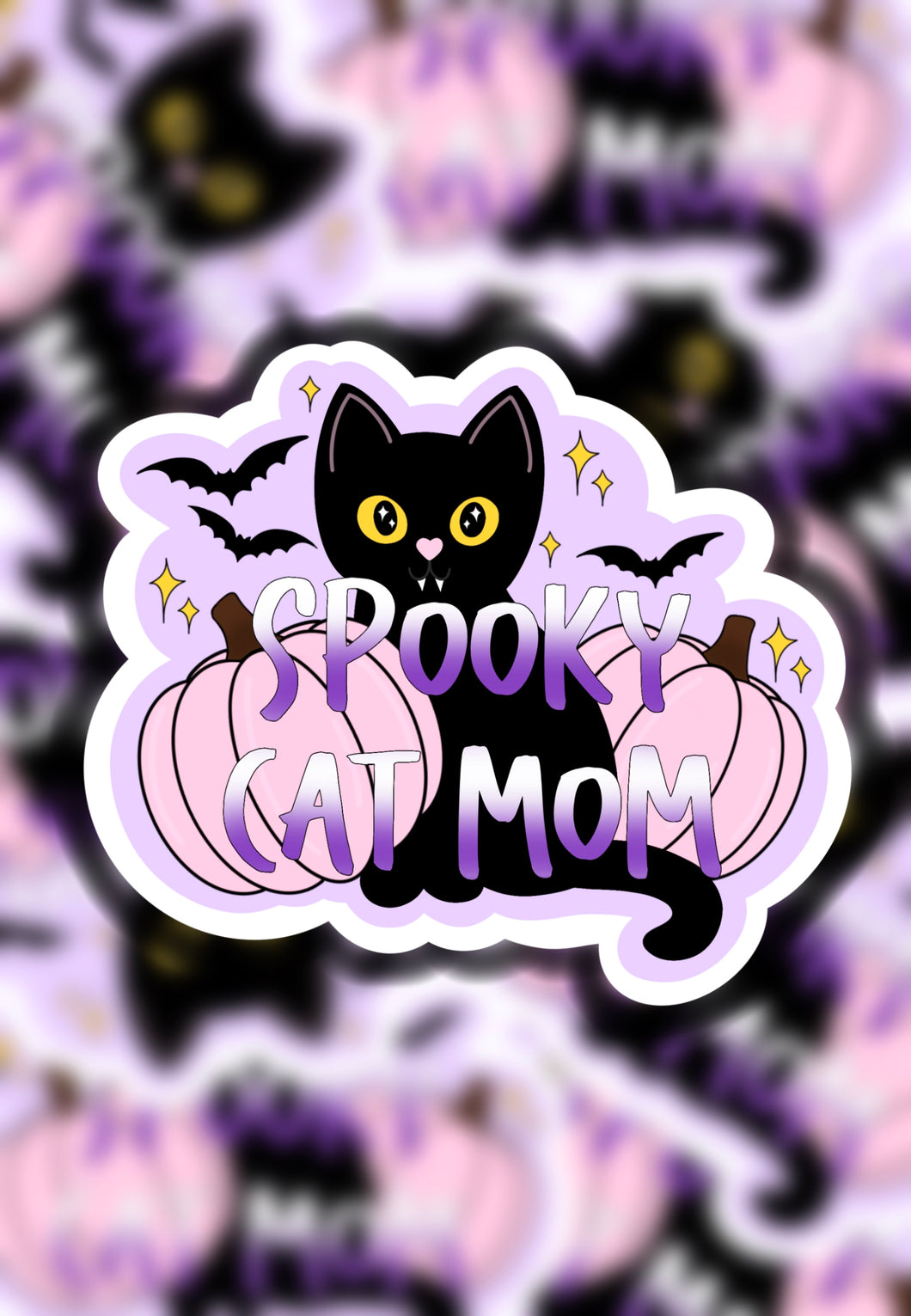 Spooky cat mom sticker